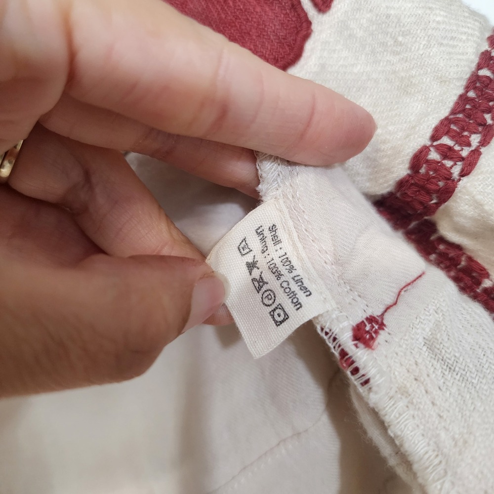 Magnolia Pearl Juno Jacket One Size Linen Appliqué Floral Boho Lagenlook - Picture 9 of 16